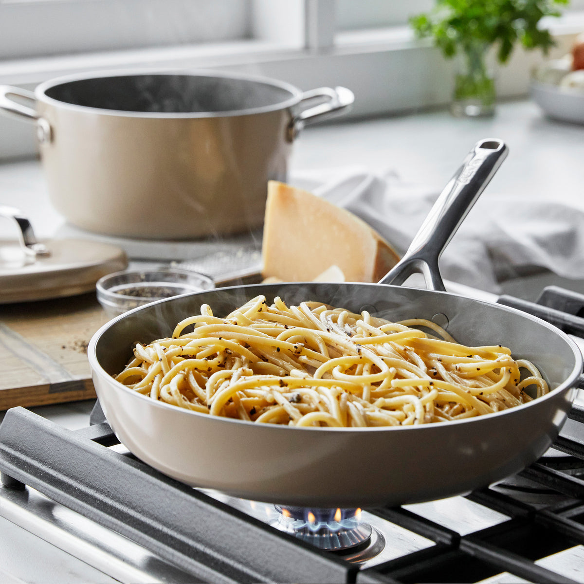 GP5 Colors Ceramic Nonstick 11-Piece Cookware Set with Mirror Handles | Taupe - Image 6