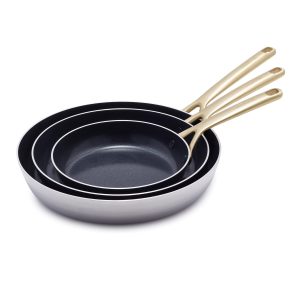 GP5 Stainless Steel 8. 10 and 12 Frypan Set | Champagne Handles