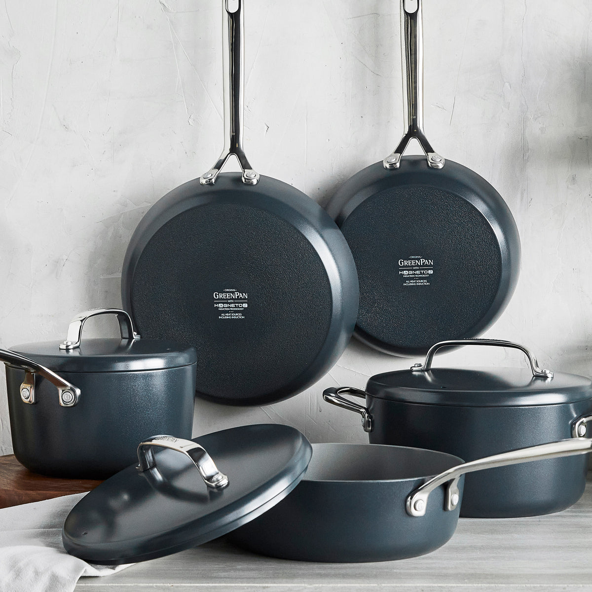 GP5 Colors Ceramic Nonstick 11-Piece Cookware Set with Mirror Handles | Slate - Image 2
