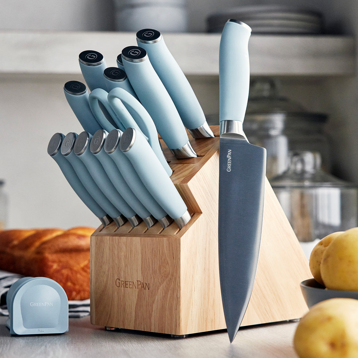 Titanium Cutlery Ultimate 16-Piece Knife Block Set | Blue Haze - Image 2