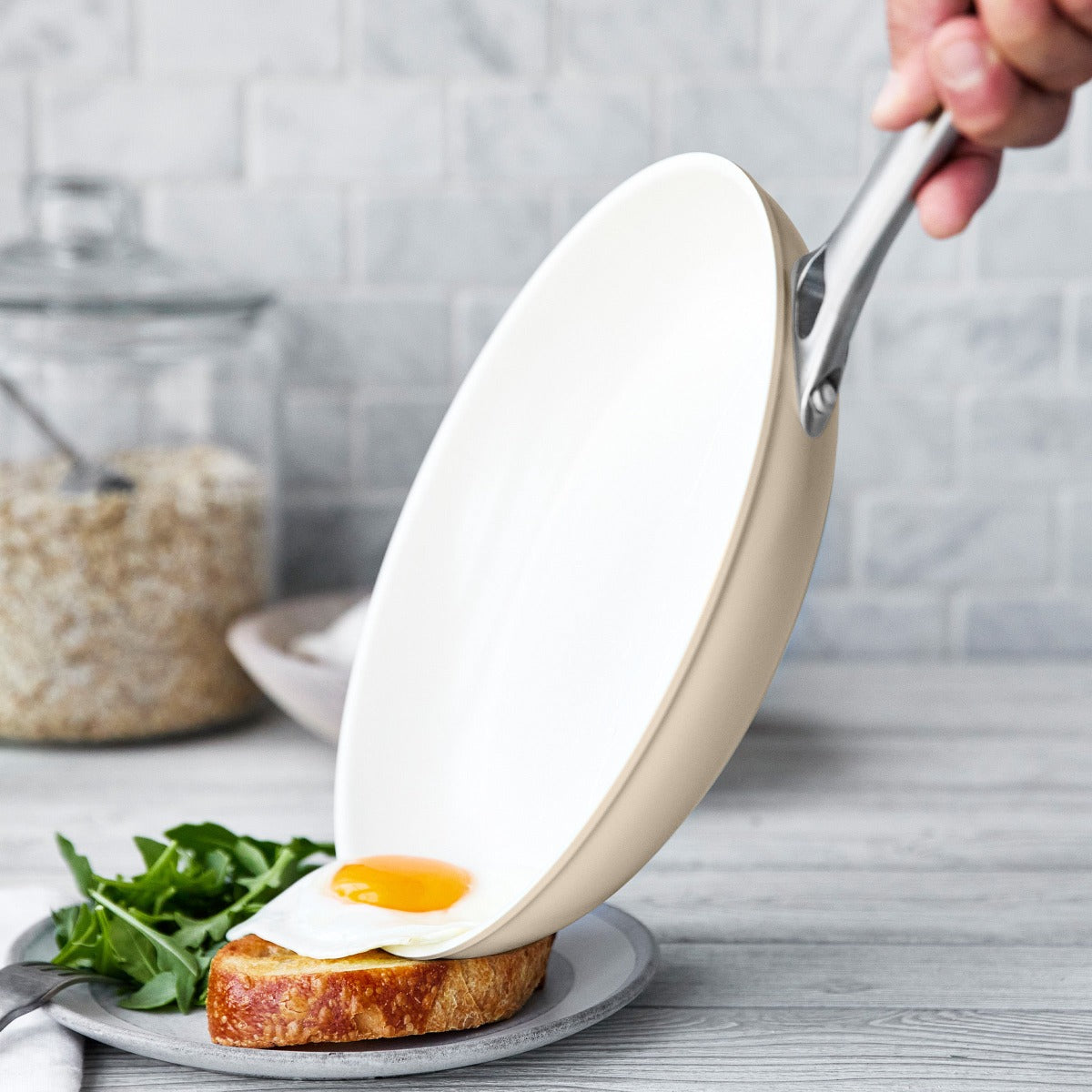 Padova Ceramic Nonstick 8. 10 and 12 Frypan Set | Taupe - Image 4