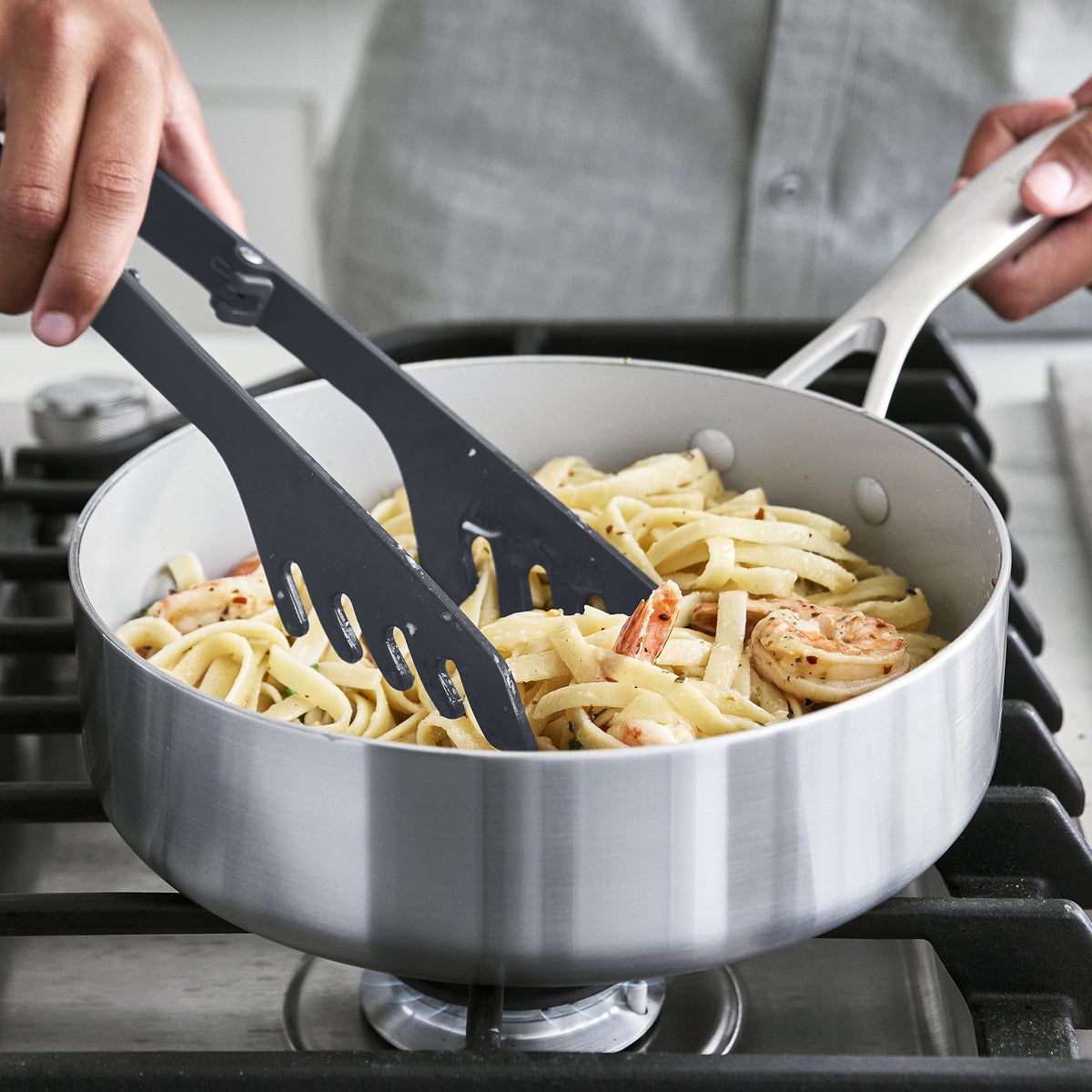 Platinum Silicone Pasta Tongs | Gray - Image 4