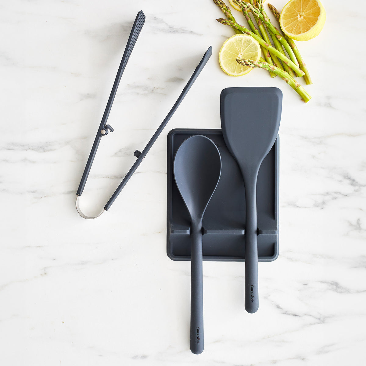 Platinum Silicone 4-Piece Utensil and Tool Rest Set | Gray - Image 2
