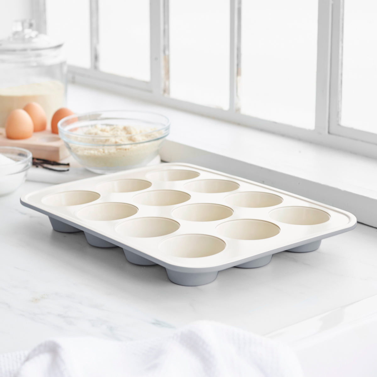 GreenLife Ceramic Nonstick Muffin Pan | Quartz Gray - Image 2