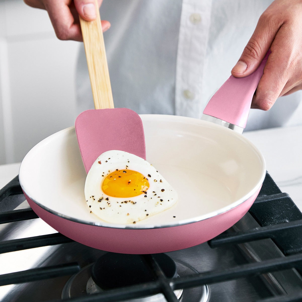 Rio Ceramic Nonstick 8 Frypan with Spatula | Pink - Image 3