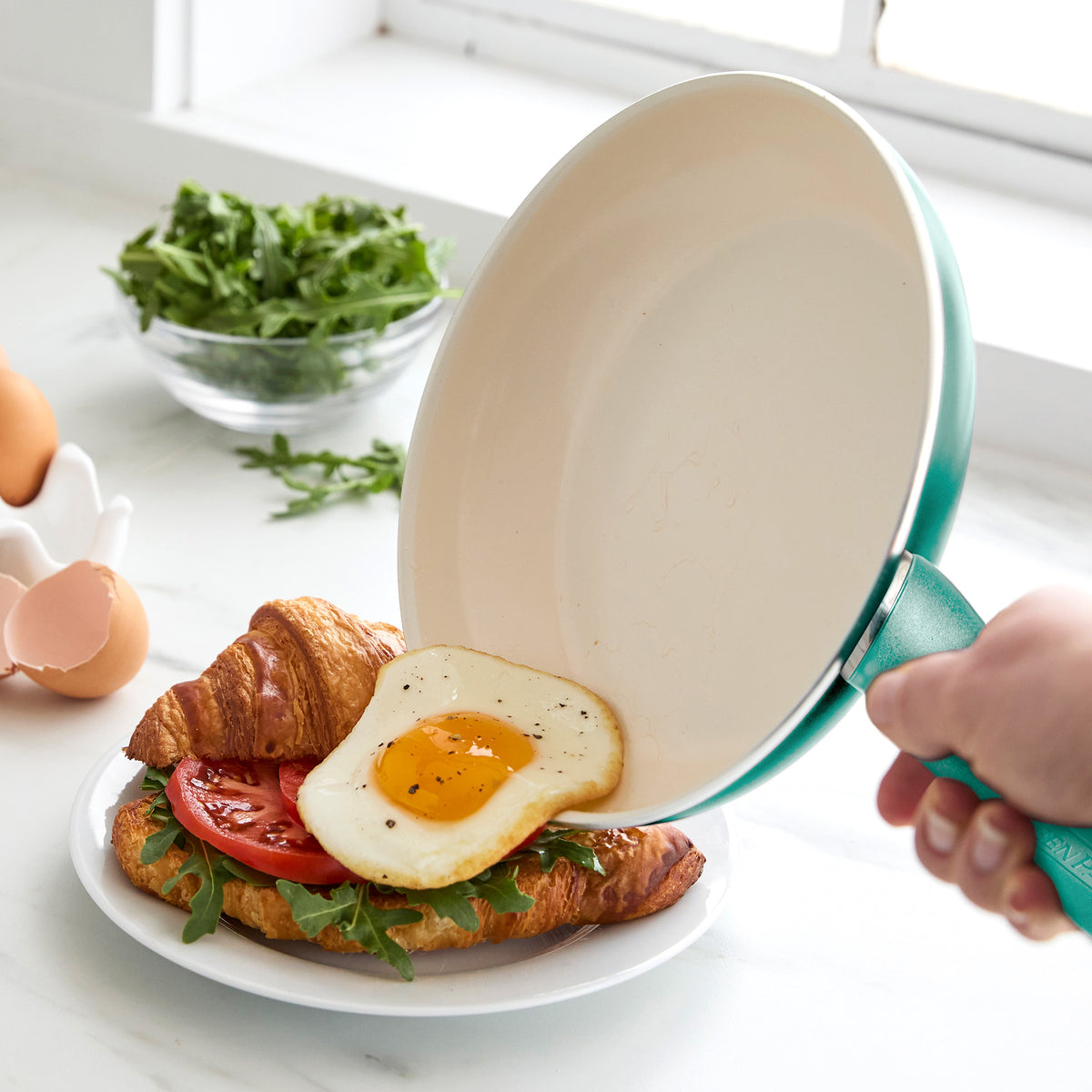 Rio Ceramic Nonstick 8 Frypan with Spatula | Turquoise - Image 5