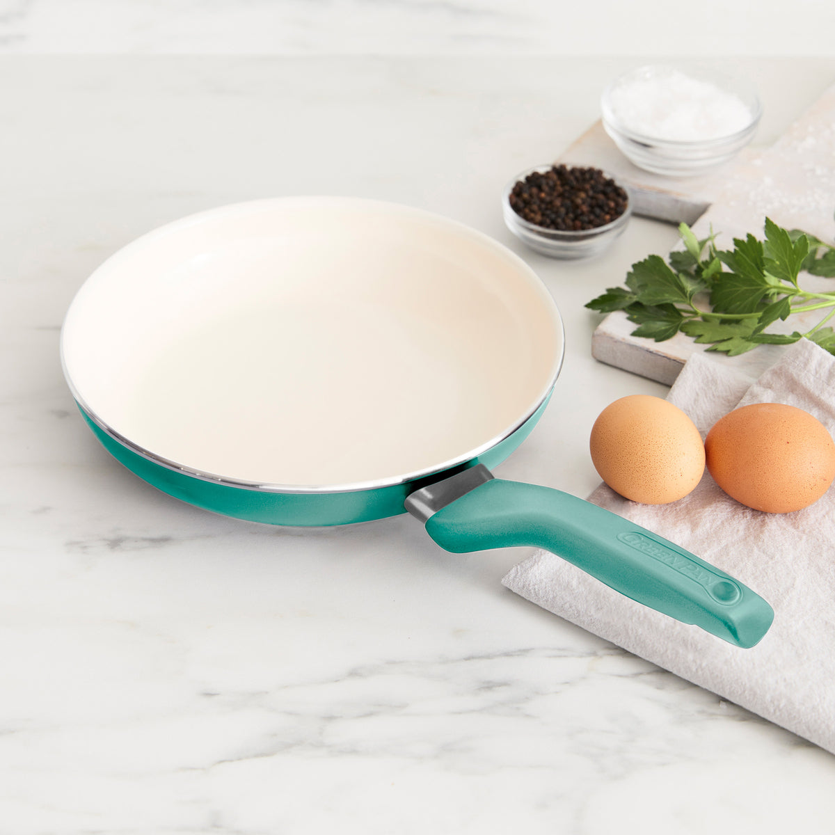 Rio Ceramic Nonstick 8 Frypan with Spatula | Turquoise - Image 2