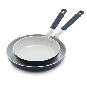 Bobby Flay by GreenPan Professional Ceramic Nonstick 8 and 10 Frypan Set | Oxford Blue