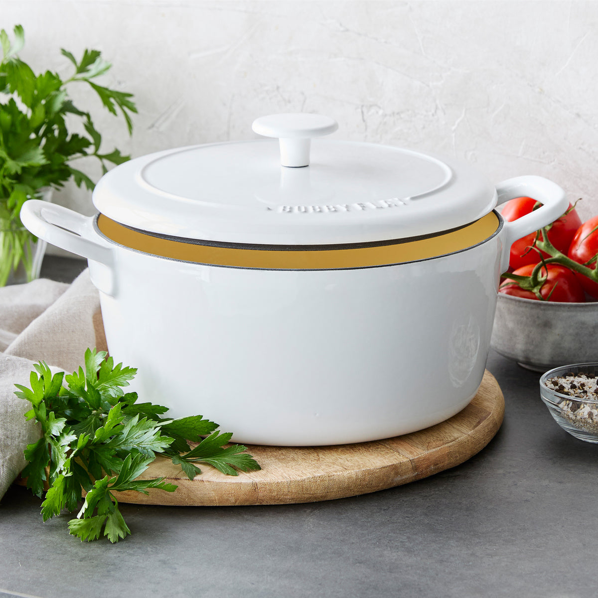 Bobby Flay by GreenPan 5.5-Quart Enameled Cast Iron Dutch Oven | Ivory - Image 6