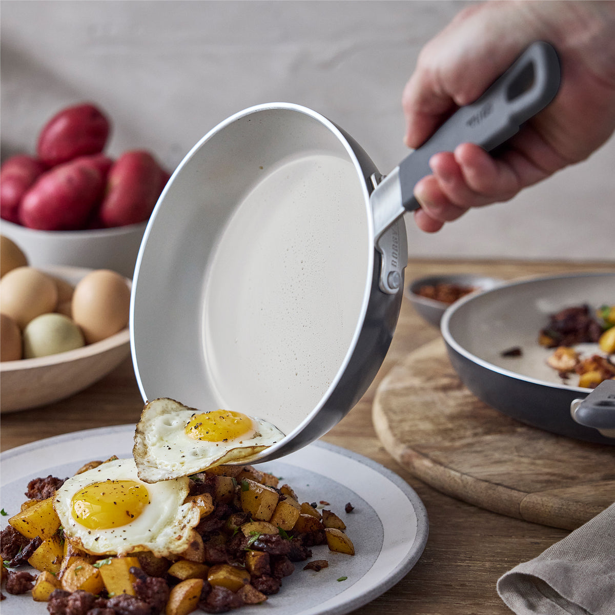 Bobby Flay by GreenPan Professional Ceramic Nonstick 8 and 10 Frypan Set | Graphite - Image 4