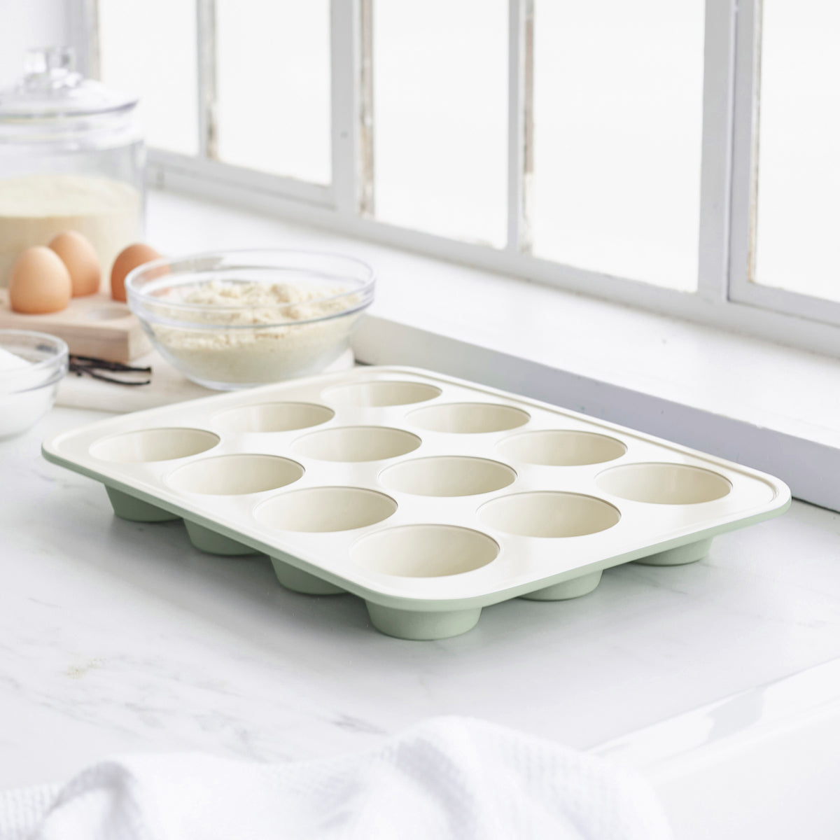 GreenLife Ceramic Nonstick Muffin Pan | Sage Green - Image 2