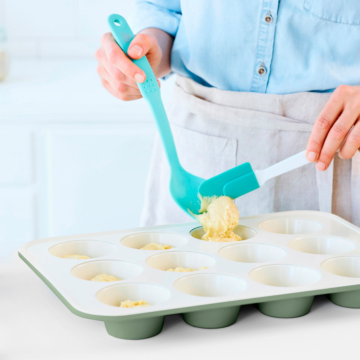 GreenLife Ceramic Nonstick Muffin Pan | Sage Green - Image 4