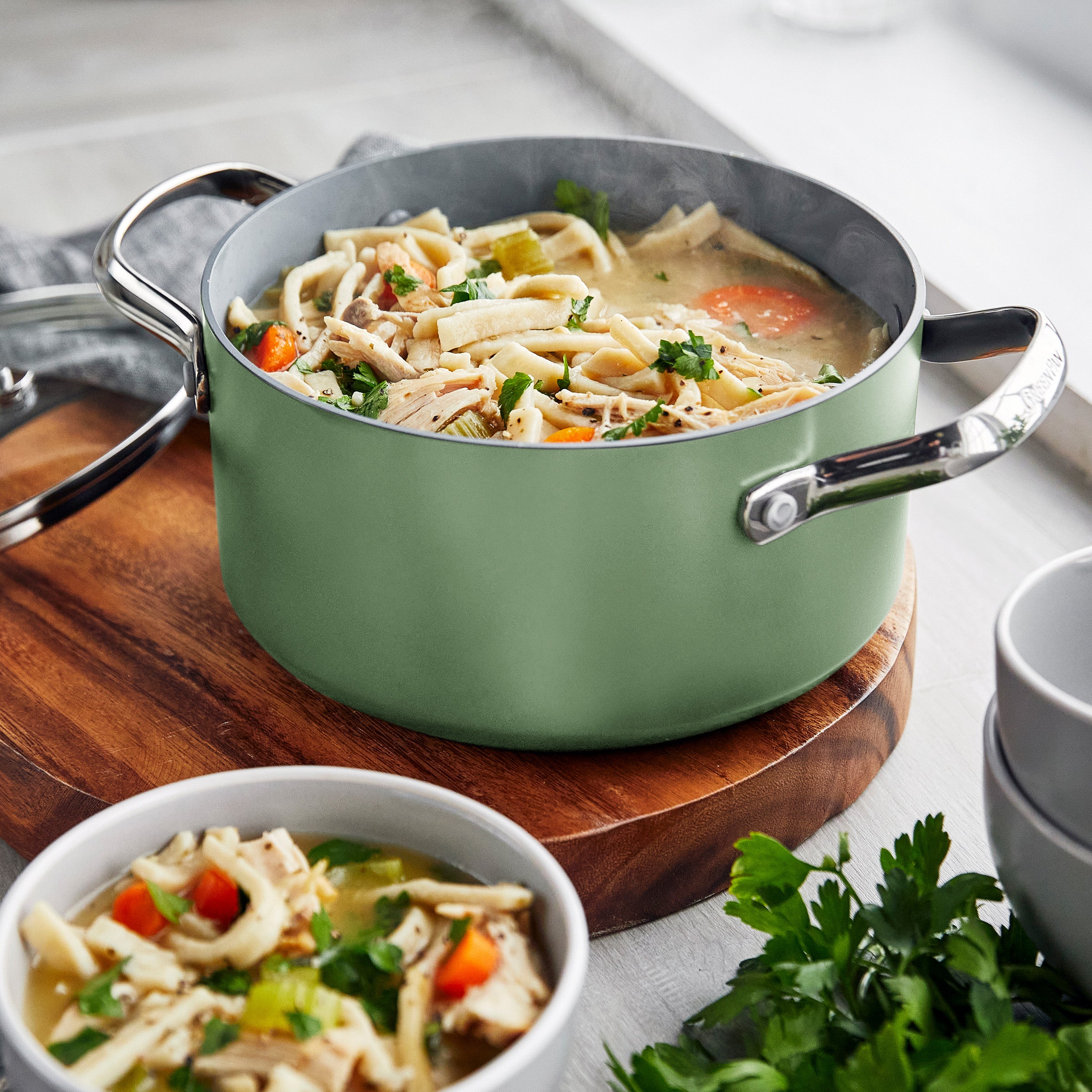 Valencia Pro Ceramic Nonstick 11-Piece Cookware Set | Sage - Image 5