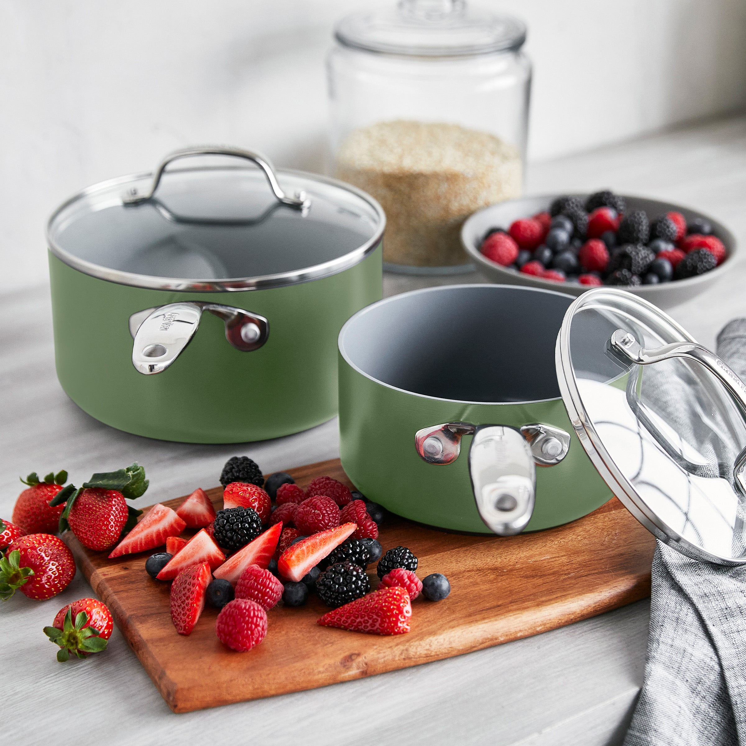 Valencia Pro Ceramic Nonstick 11-Piece Cookware Set | Sage - Image 7