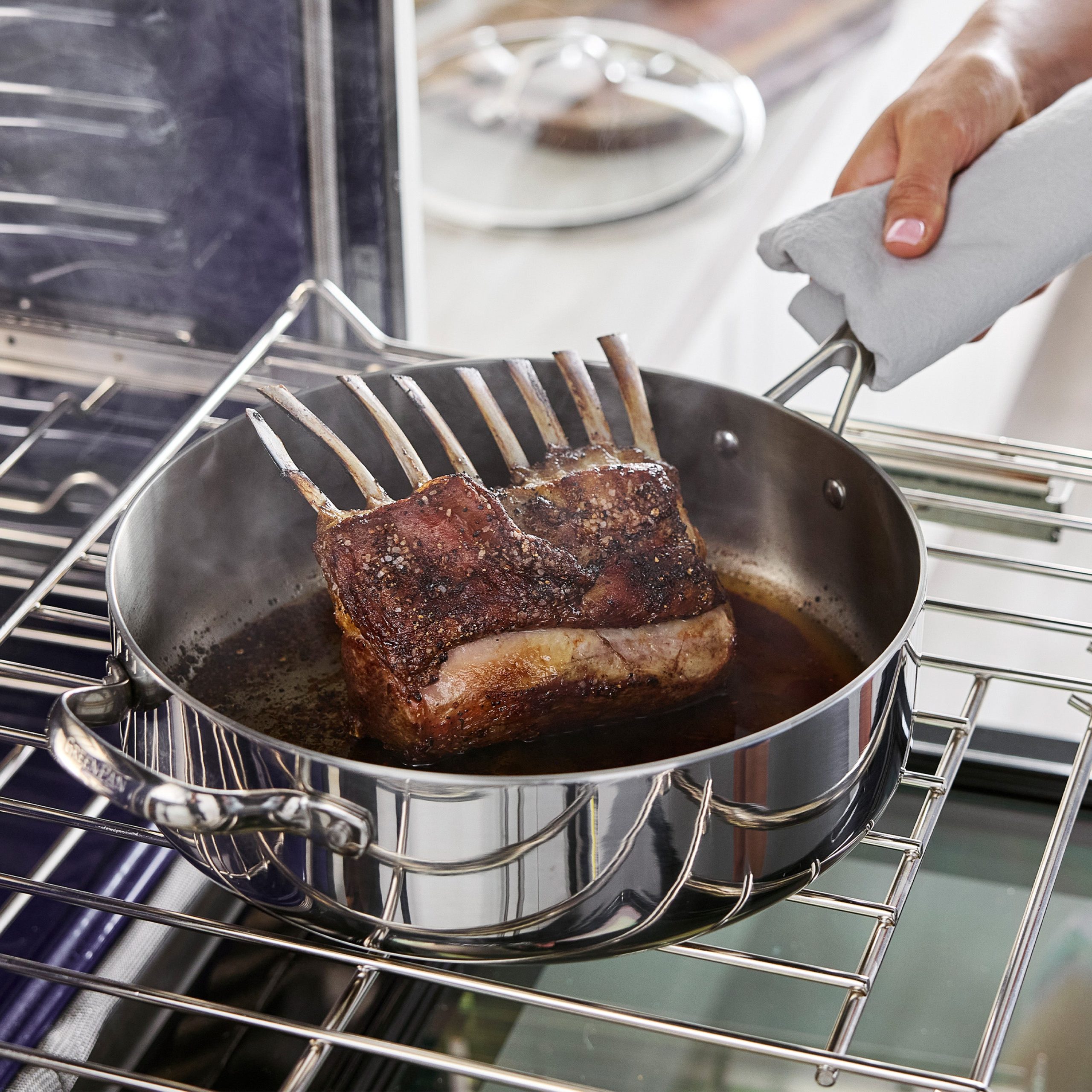 Valencia Pro Stainless Steel Uncoated 5-Quart Sauté Pan with Lid - Image 6