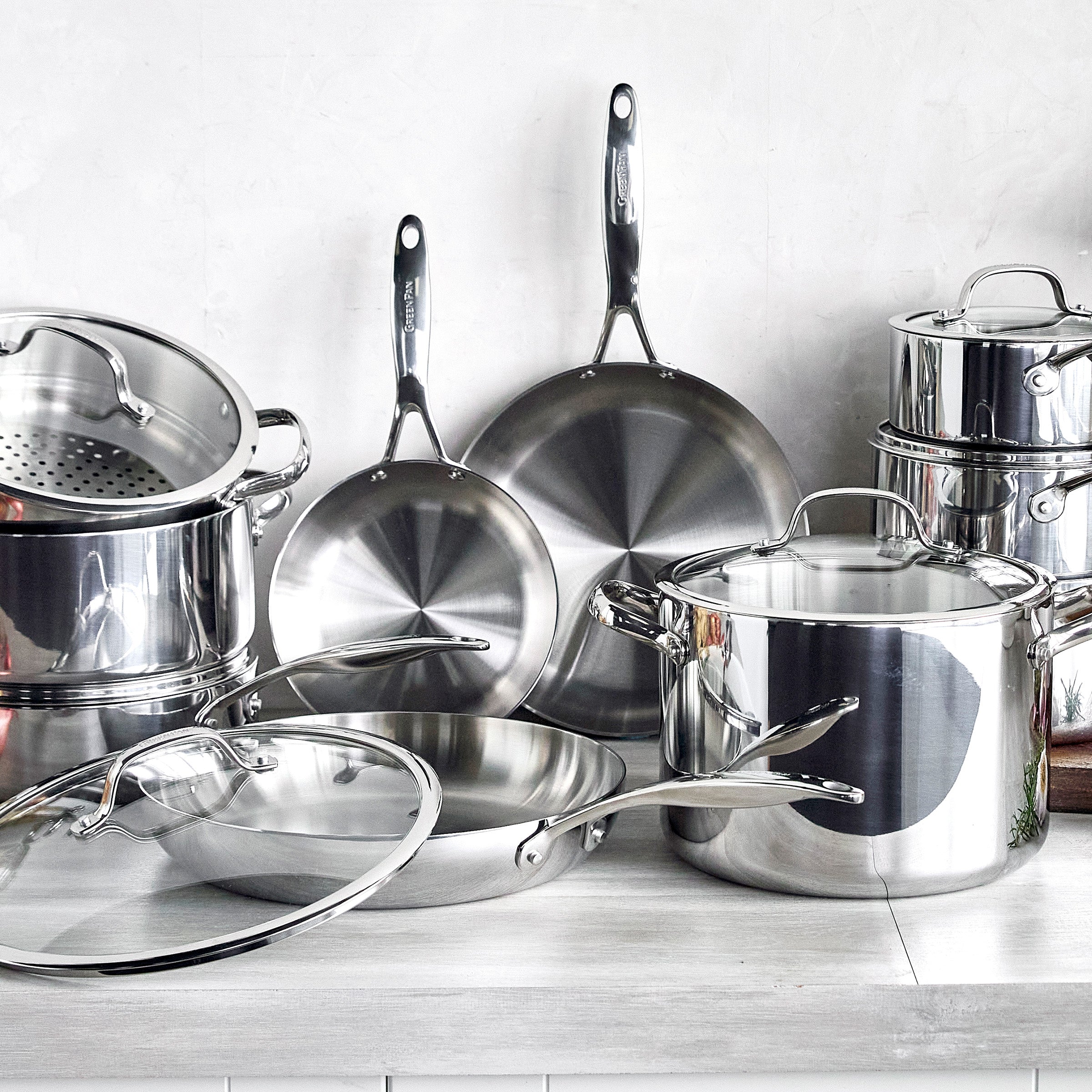 Valencia Pro Stainless Steel Uncoated 17-Piece Cookware Set - Image 2