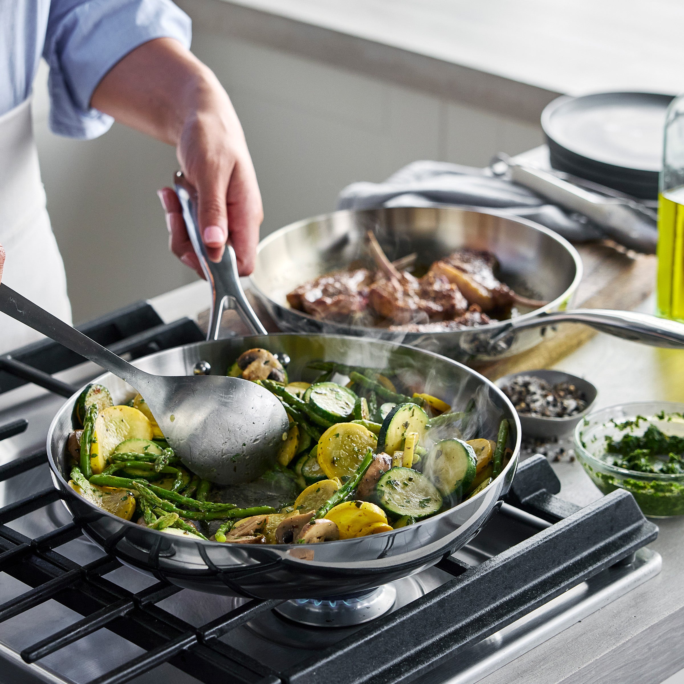 Valencia Pro Stainless Steel Uncoated 17-Piece Cookware Set - Image 3