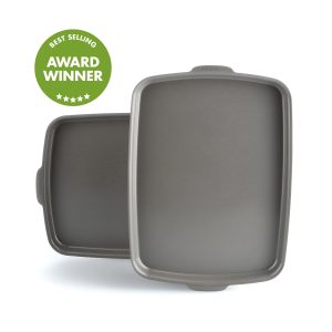 Premiere Ovenware Ceramic Nonstick 2-Piece 13 x 9 Quarter Sheet Pan Set | Gray